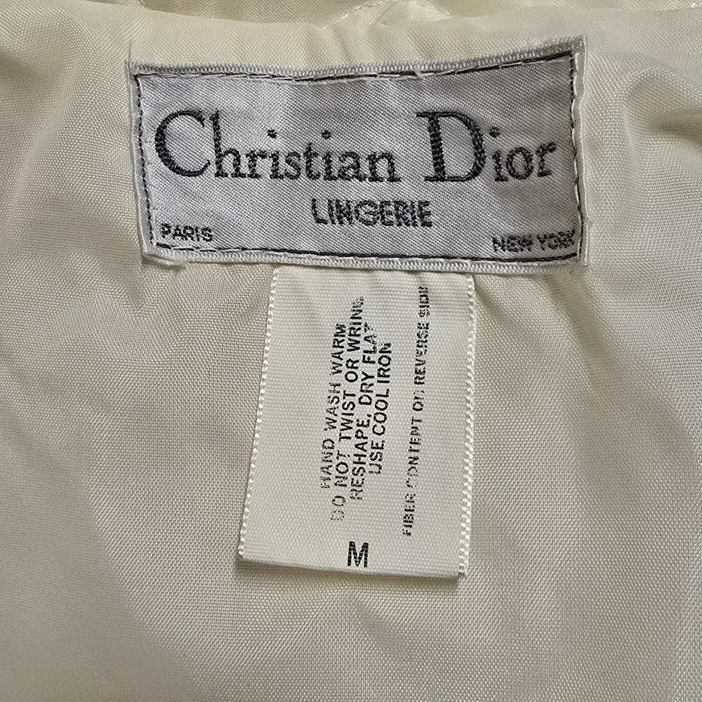 1980s Christian Dior Quilted Bed Jacket Lingerie Size Medium Ivory Lace Vintage, - Picture 6 of 16